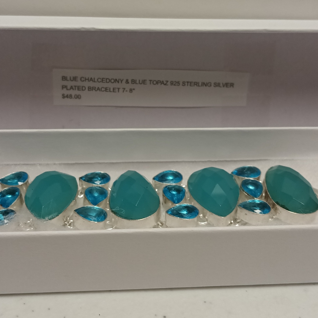Blue Chalcedony & Blue Topaz 925 Sterling Silver Plated Bracelet